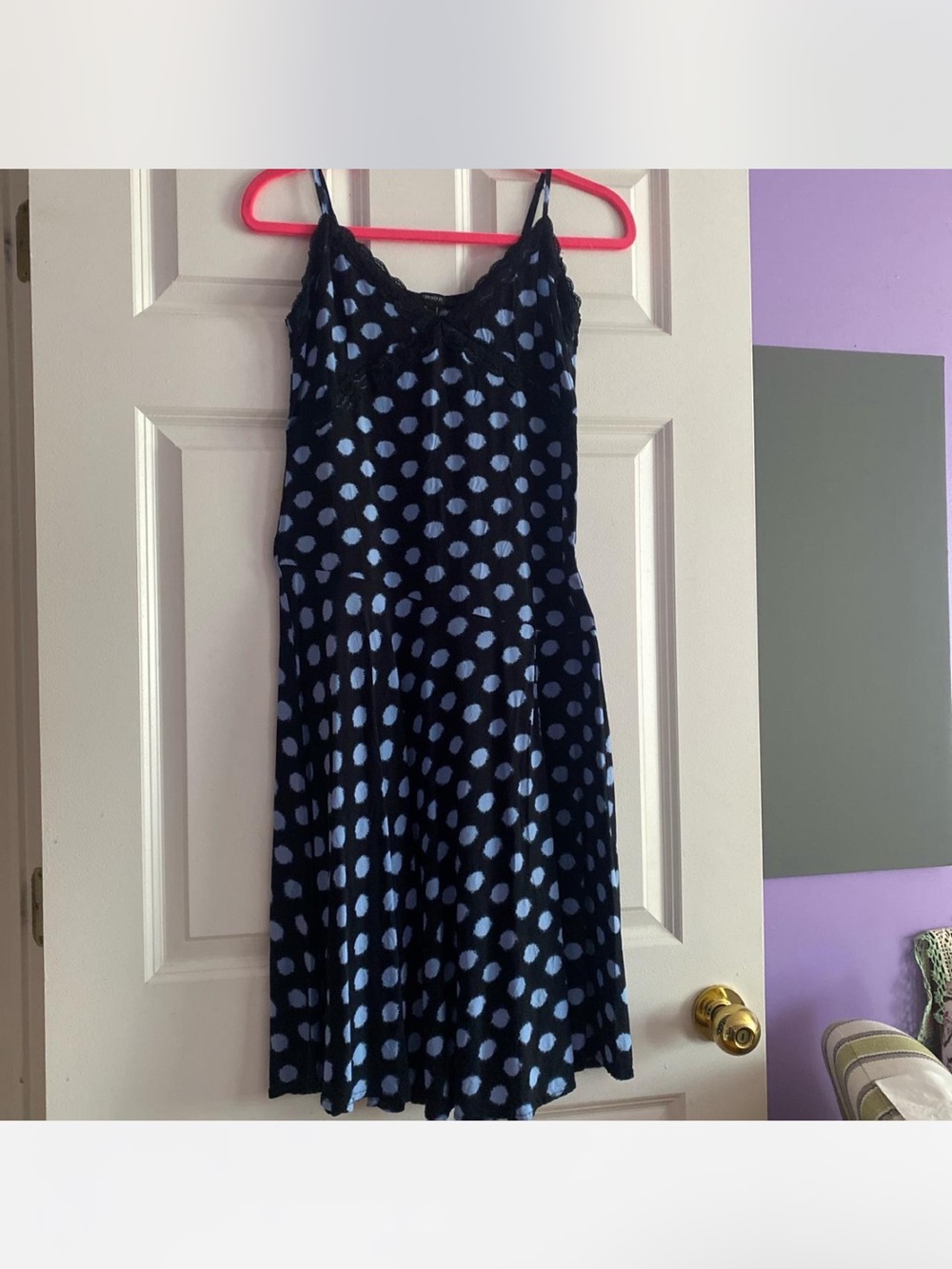 Forever 21 Polka Dot Midi Slip Dress With Lace Detail